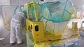 Masked Jeep JK in the paint booth